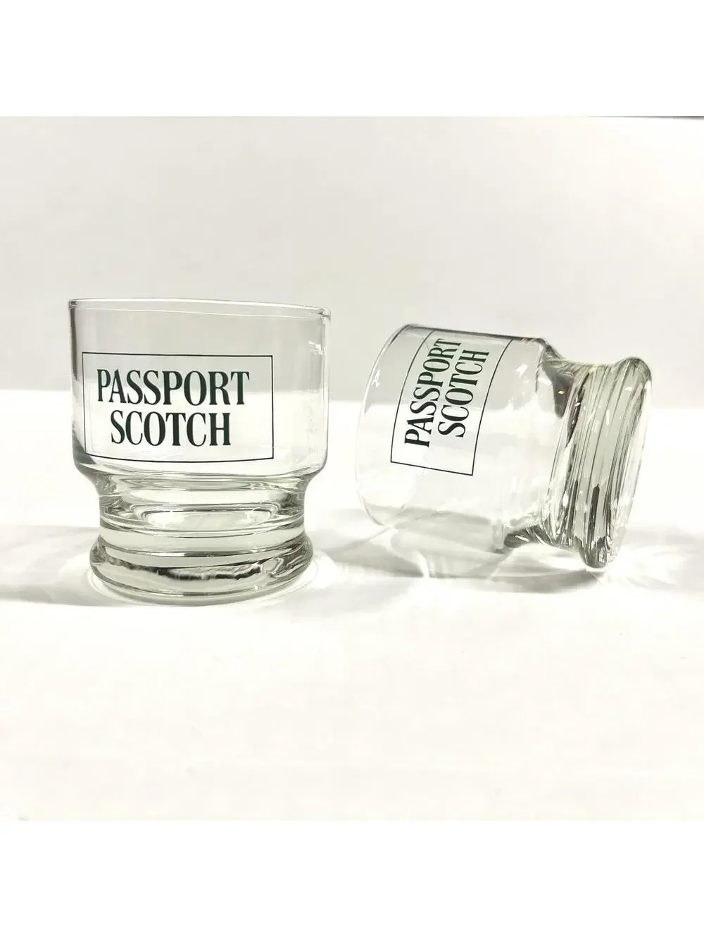 PASSPORT SCOTCH Whisky Rocks Glass SET OF TWO VTG Whiskey Glasses